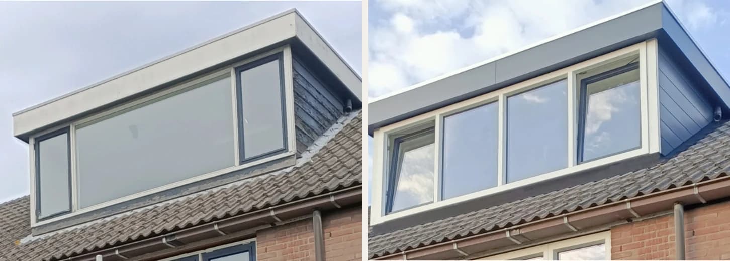 Dakkapel voor en na de afwerking